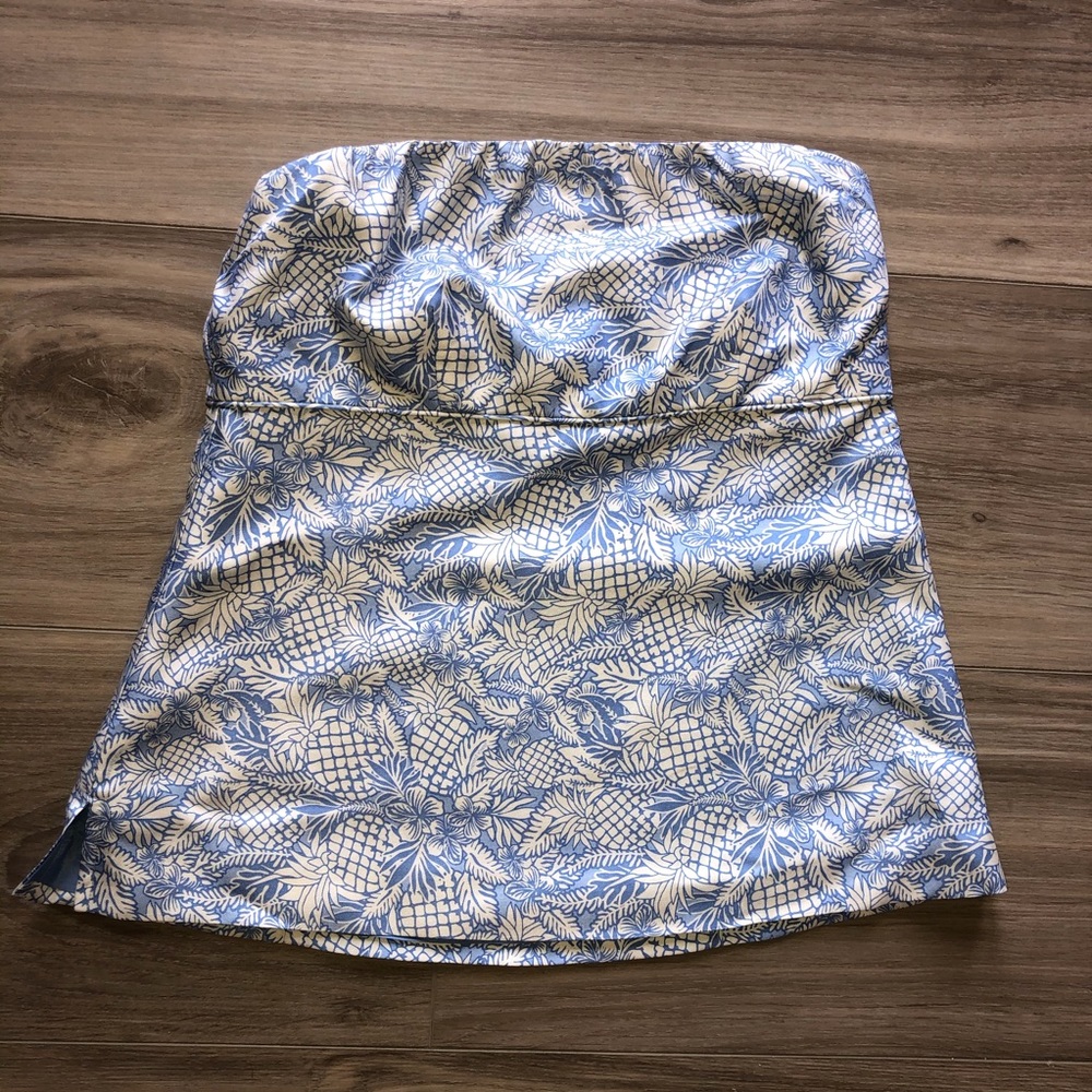 Blue&White Vineyard Vines Tropical Strapless Top
